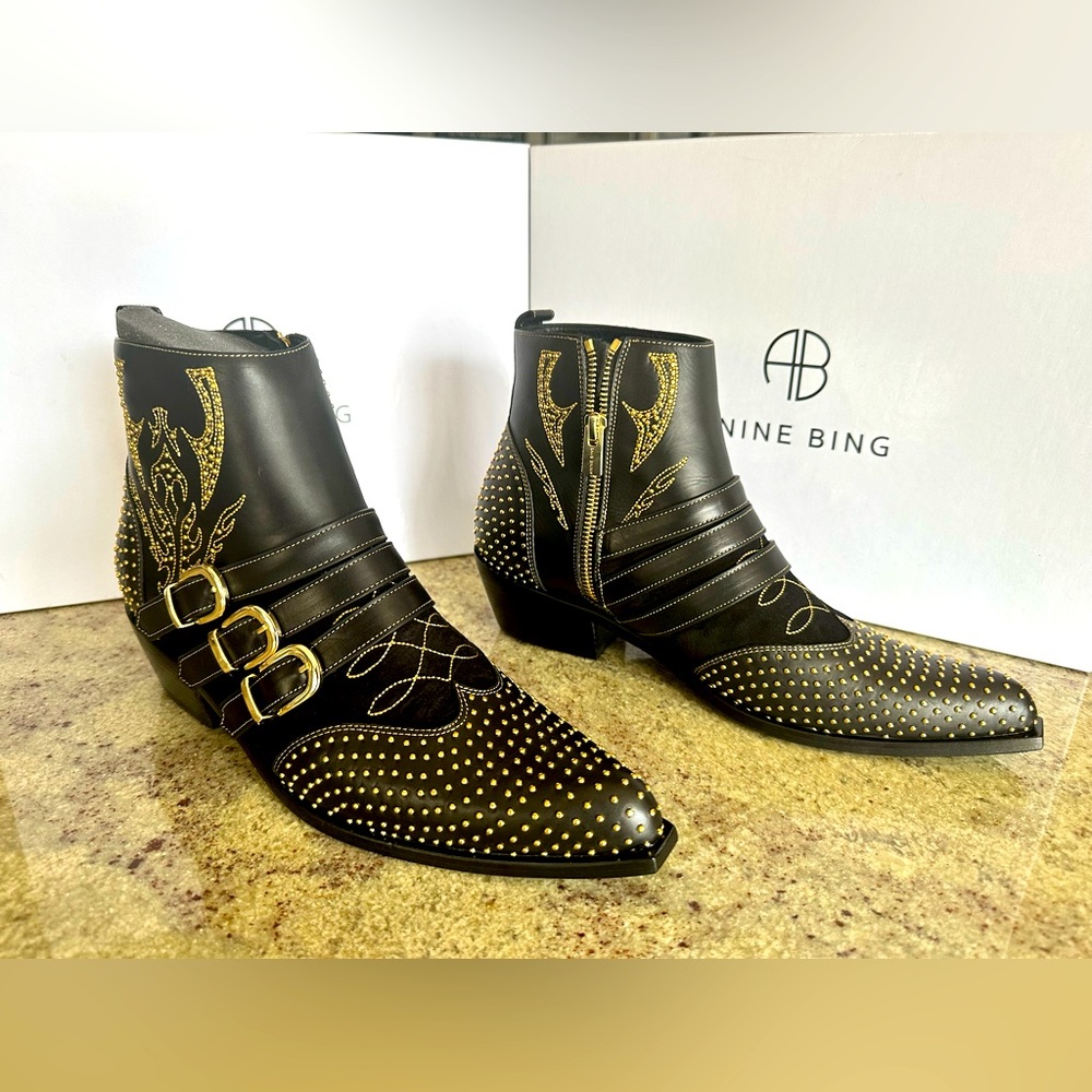 Anine Bing NIB size 40 Penny Studded Ankle boots size 10 (fits 9.5 as well)